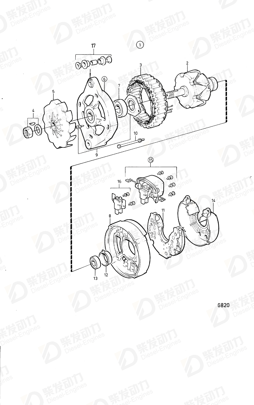 volvo penta Charge regulator 1696946 Drawing